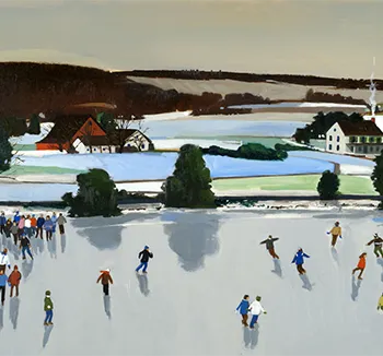 Illustration of people ice skating